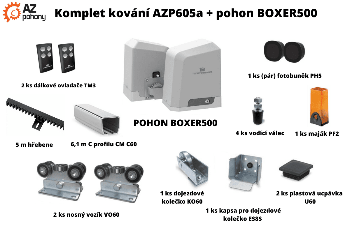 Sada kování AZP605a plus pohon BOXER500 IoT až do 5,5 m průjezdu