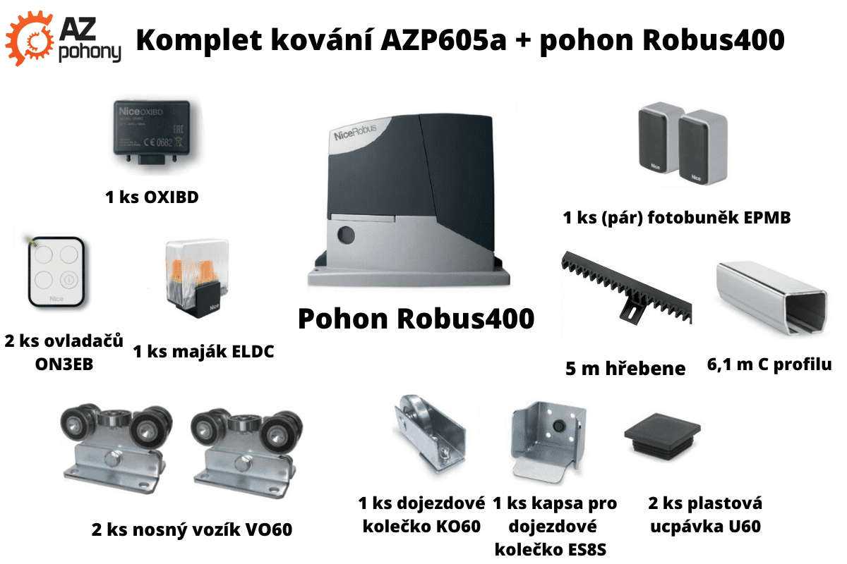 Sada kování AZP605a plus pohon ROBUS400 až do 5,5 m průjezdu