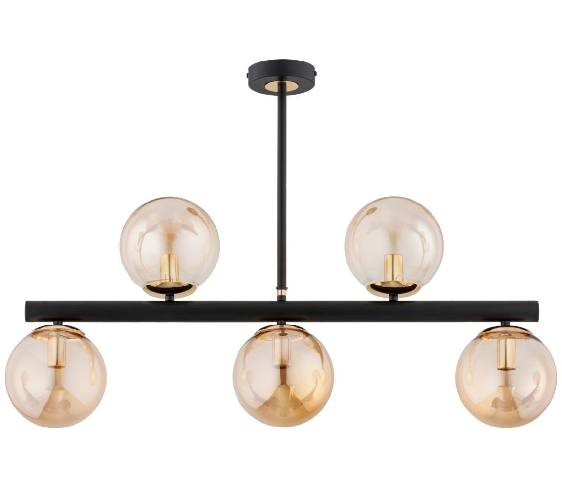 Lustr na tyči TUKANE 5xE14/10W/230V černá/zlatá