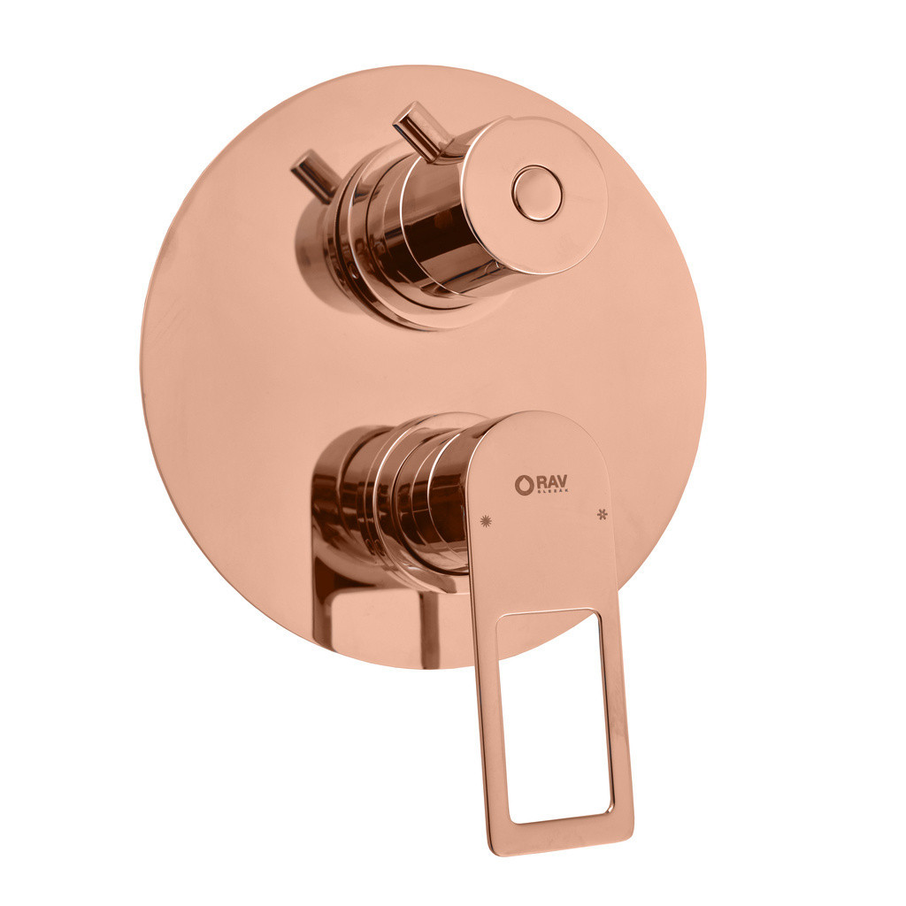 RAV Slezák NIL - zlatá růžová - lesklá Vodovodní baterie vanová/sprchová 3-cestná vestavěná s přepínačem NL287.3ZRL