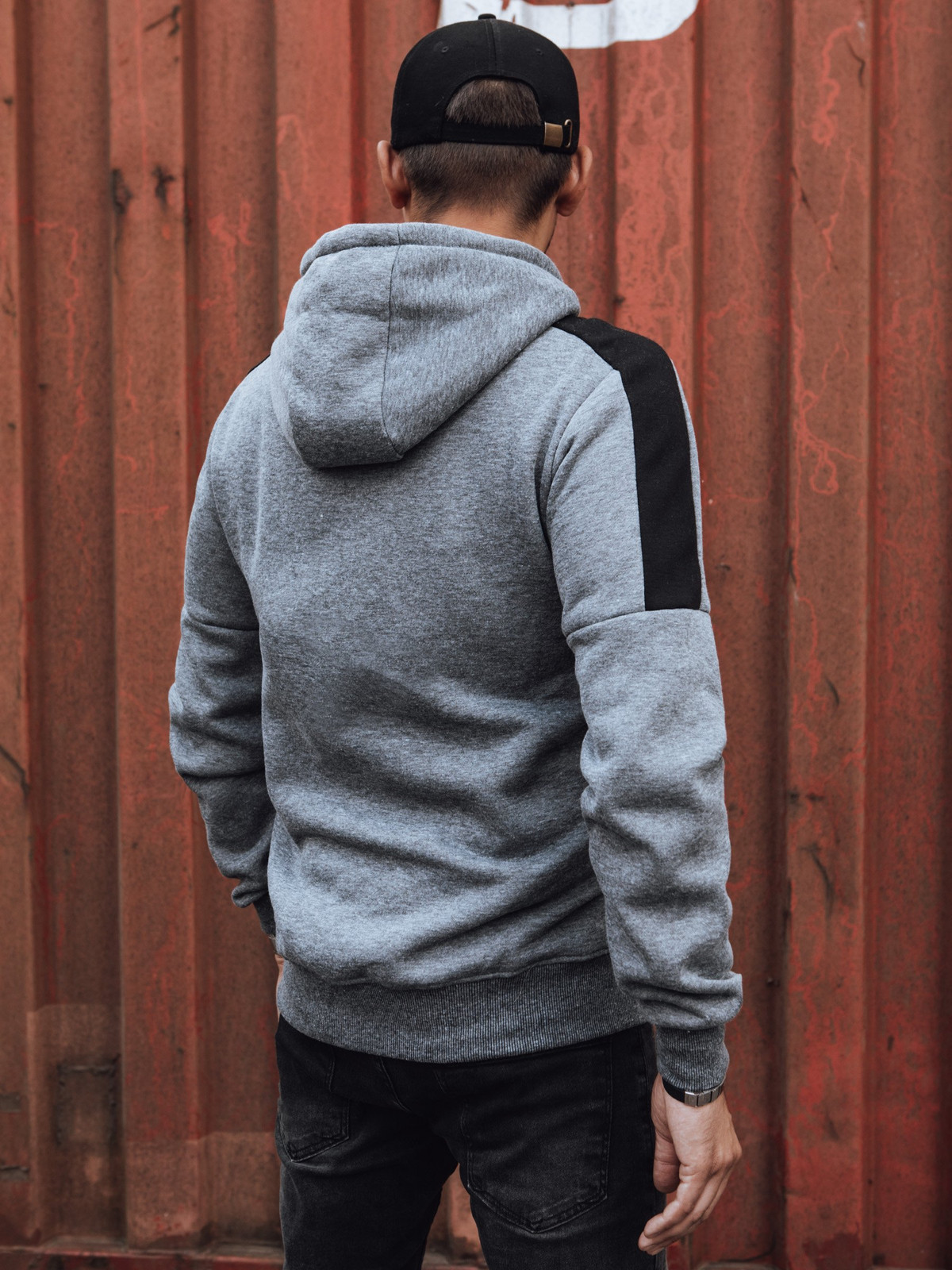 Pánská mikina s kapucí tmavě šedá Dstreet