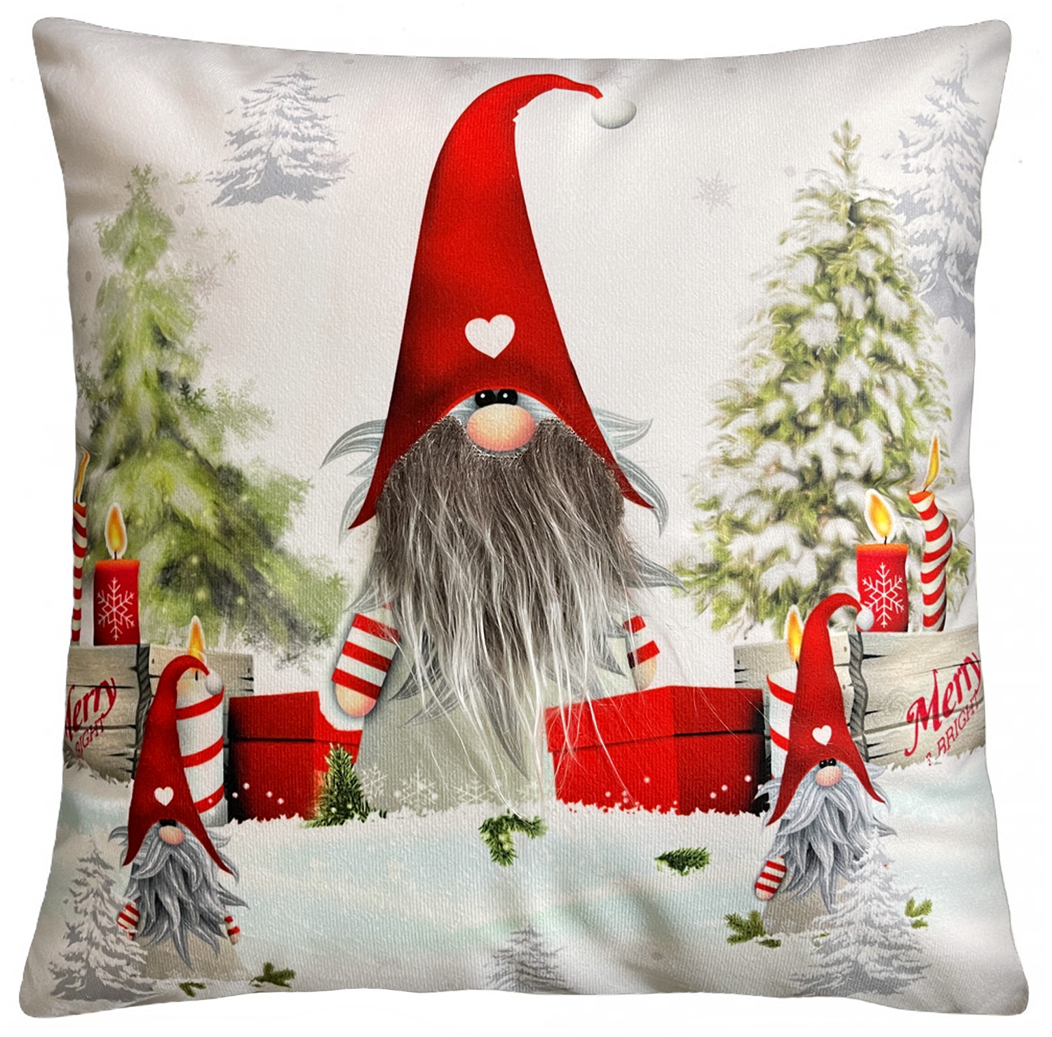 Vánoční polštář s 3D aplikací CHRISTMAS GNOMES IV. 40x40 cm Mybesthome Varianta: Povlak na polštář, 40x40 cm