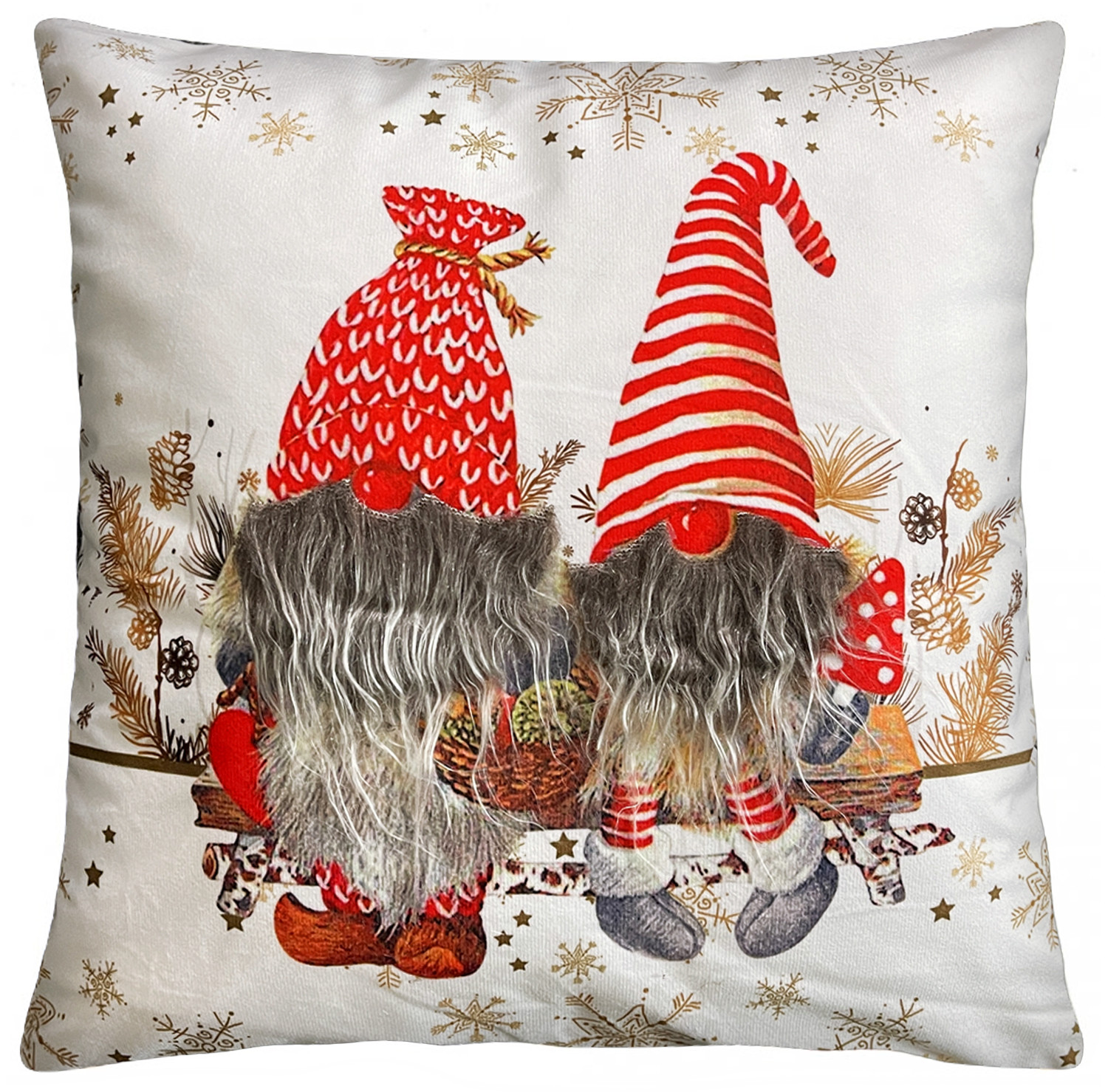 Vánoční polštář s 3D aplikací GNOM II. 40x40 cm Mybesthome Varianta: Povlak na polštář, 40x40 cm
