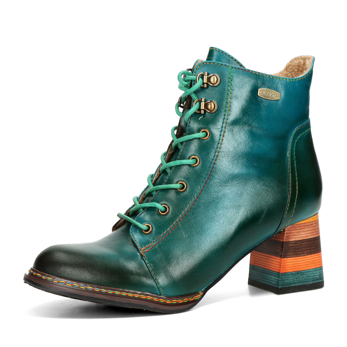 Laura Vita dámské kožené kotníkové kozačky - modré - 36