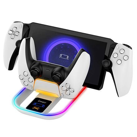 iPega P5P11 Charger Dock s RGB 2v1 pro Playstation Portal Remote Player a PS5 Ovladač White PG-P5P11