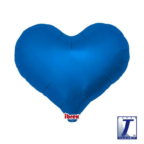 Balónek srdce modré metalické 63 cm