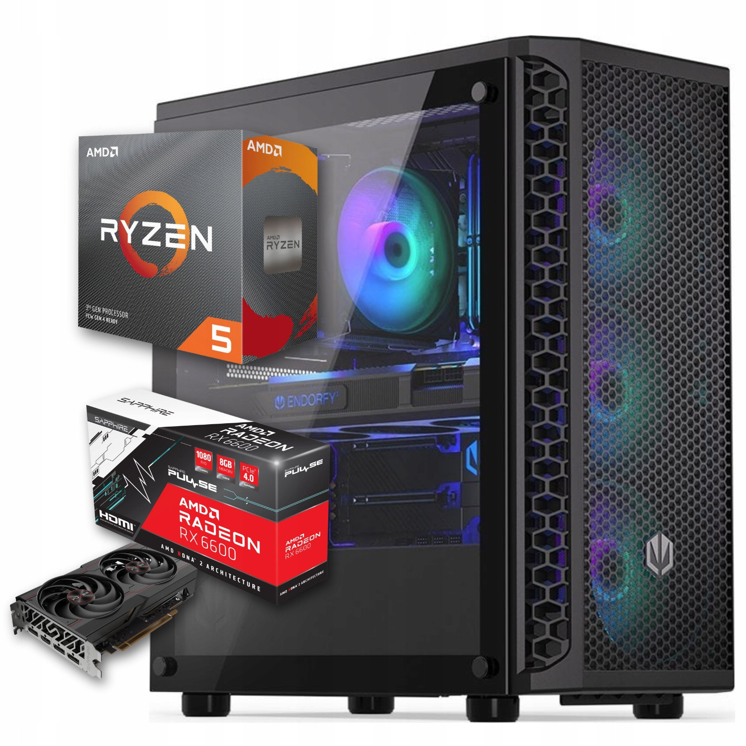 Bsg Striker Počítač pro hry Herní Ryzen 5 16GB 512SSD Rx 6600 Win11