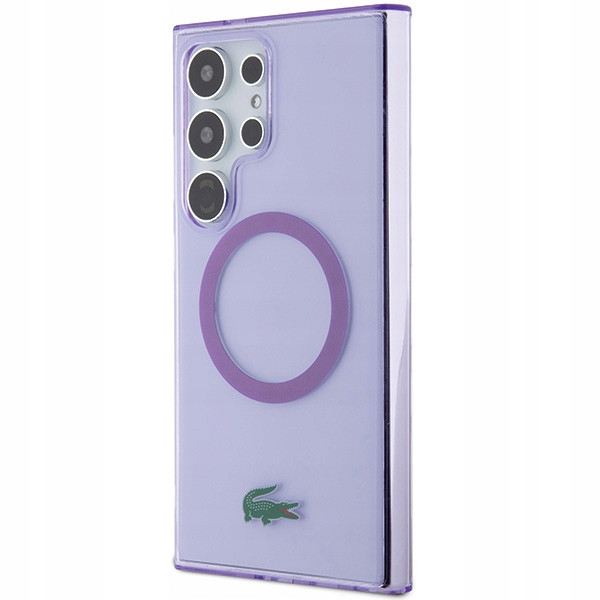 Pouzdro Lacoste pro Samsung S24 Ultra S928 purpurové Transparent MagSafe