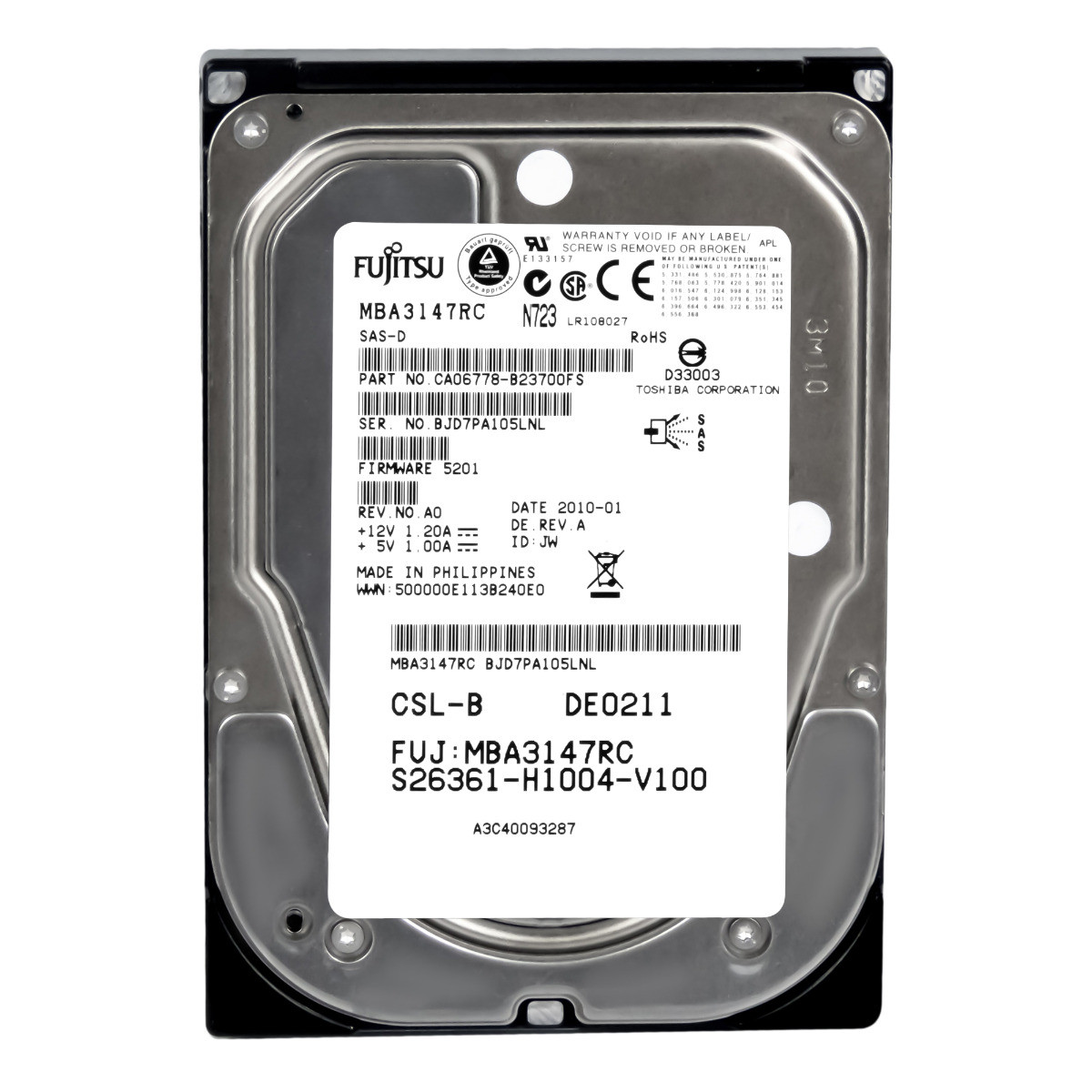 Fujitsu S26361-H1004-V100 146GB 15K Sas MBA3147RC