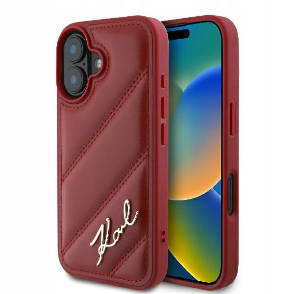 Pouzdro Pro Iphone 16 Karl Lagerfeld Quilted Signature Červené Case Zadní Kryt