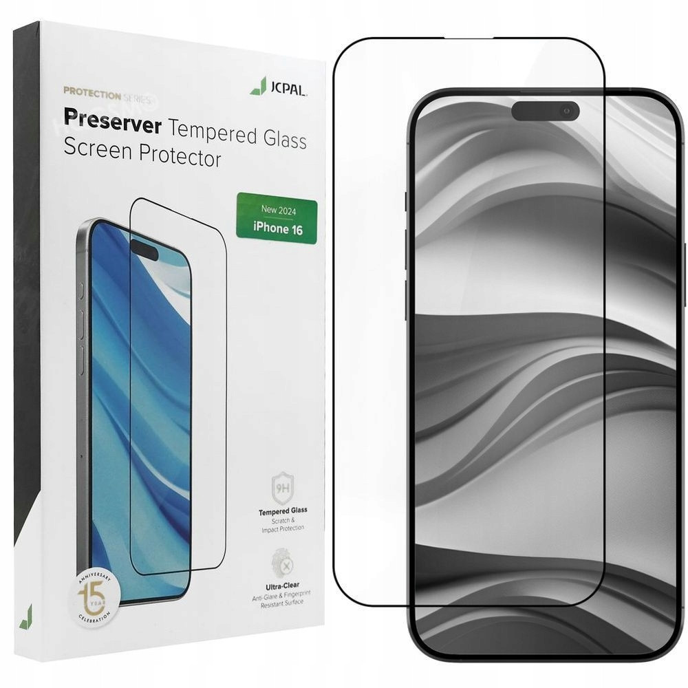 tvrzené sklo Jcpal Preserver Celý pro Apple iPhone 16, rychlé pro pouzdro