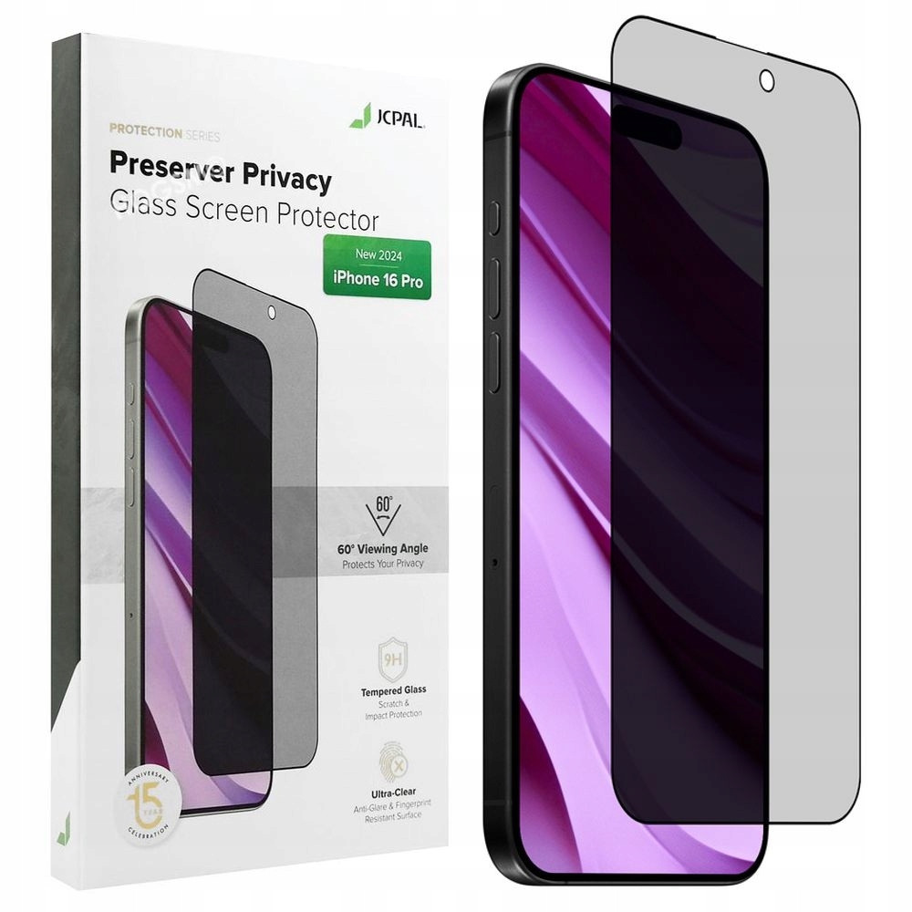 Sklo S Privátním Filtrem Jcpal Preserver pro Apple iPhone 16 Pro, rychlé pro pouzdro