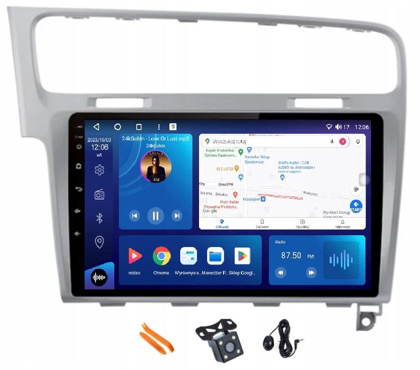 Radio Android Navigace XQ430S Qled Carplay Lte Gps Dsp Vw Golf 7 MK7 12-20