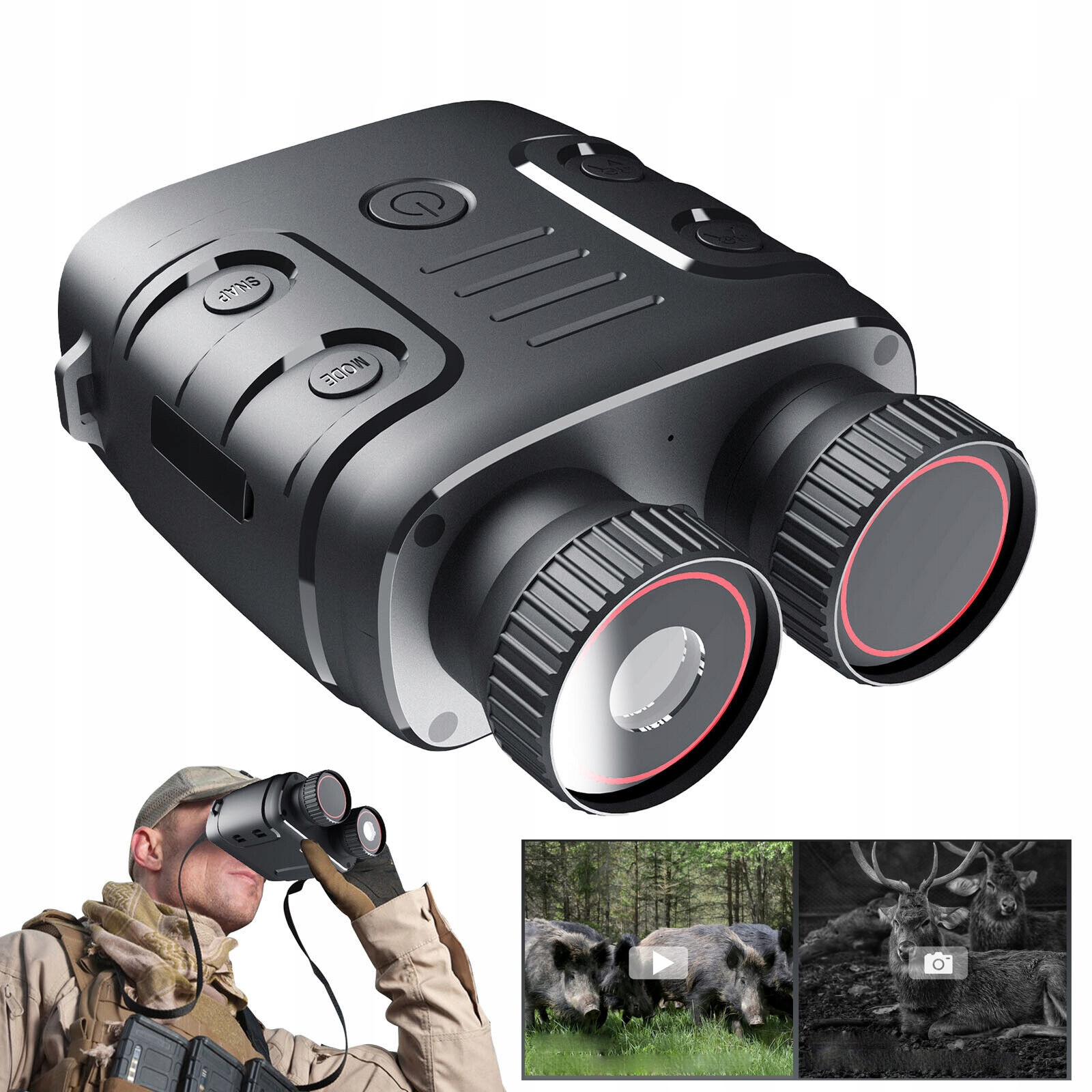 Noční vidění, dalekohled pro noční vidění, vojenský, lovecký 800m 5x Zoom 4K