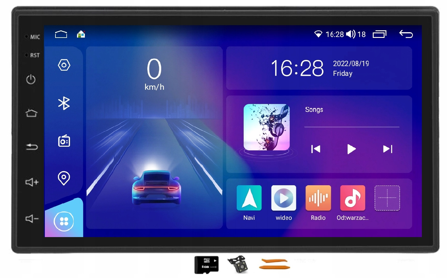 Radio Android Navigace Qled Carplay Lte Dsp 64GB Univerzální 2DIN 7 Palců