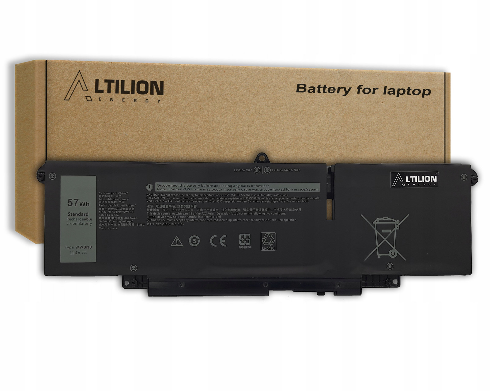 Baterie WW8N8 66DWX pro Dell Latitude 7340 7440 7640