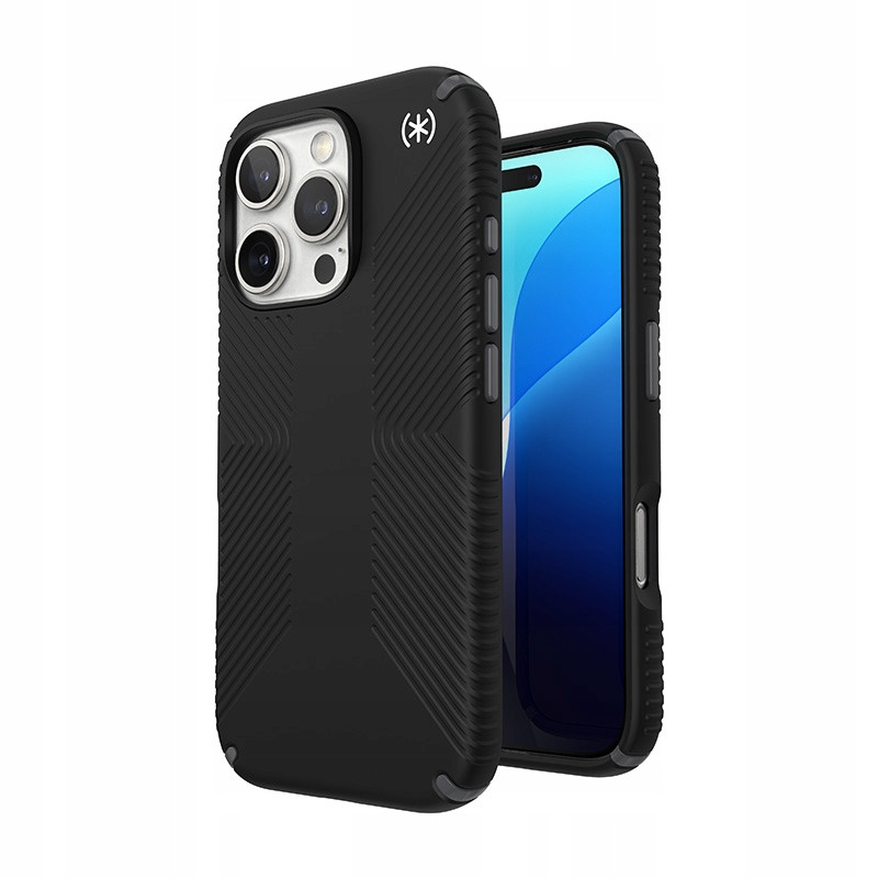 Speck Presidio2 Grip – Pouzdro iPhone 16 Pro (černý břidlicově šedý bílý)