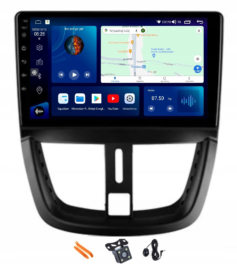 Radio Android Navigace Qled Carplay Lte Gps 64GB Peugeot 207 207 CC 06-15