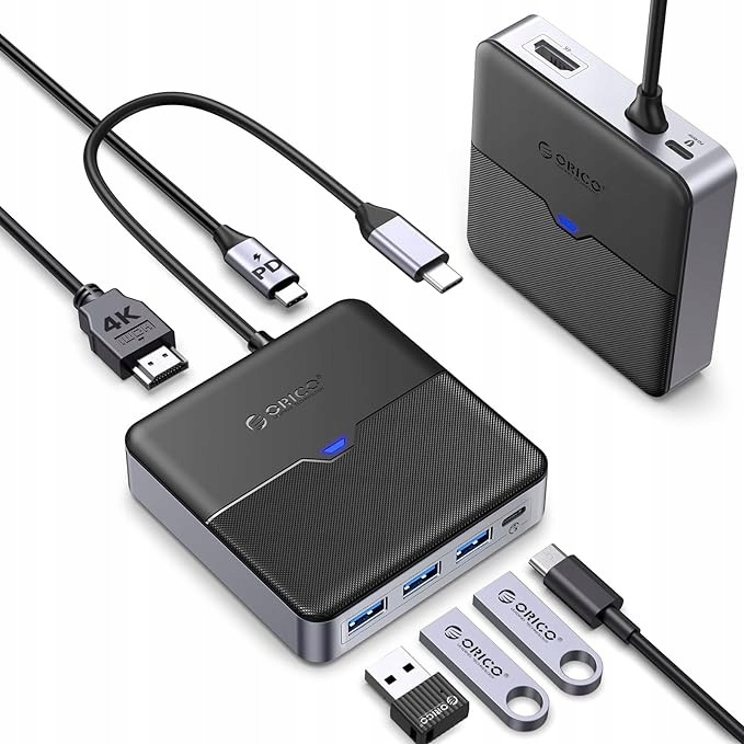 Multifunkční Usb-c Hub 6 v 1 Orico s 4K Hdmi a Pd 100W