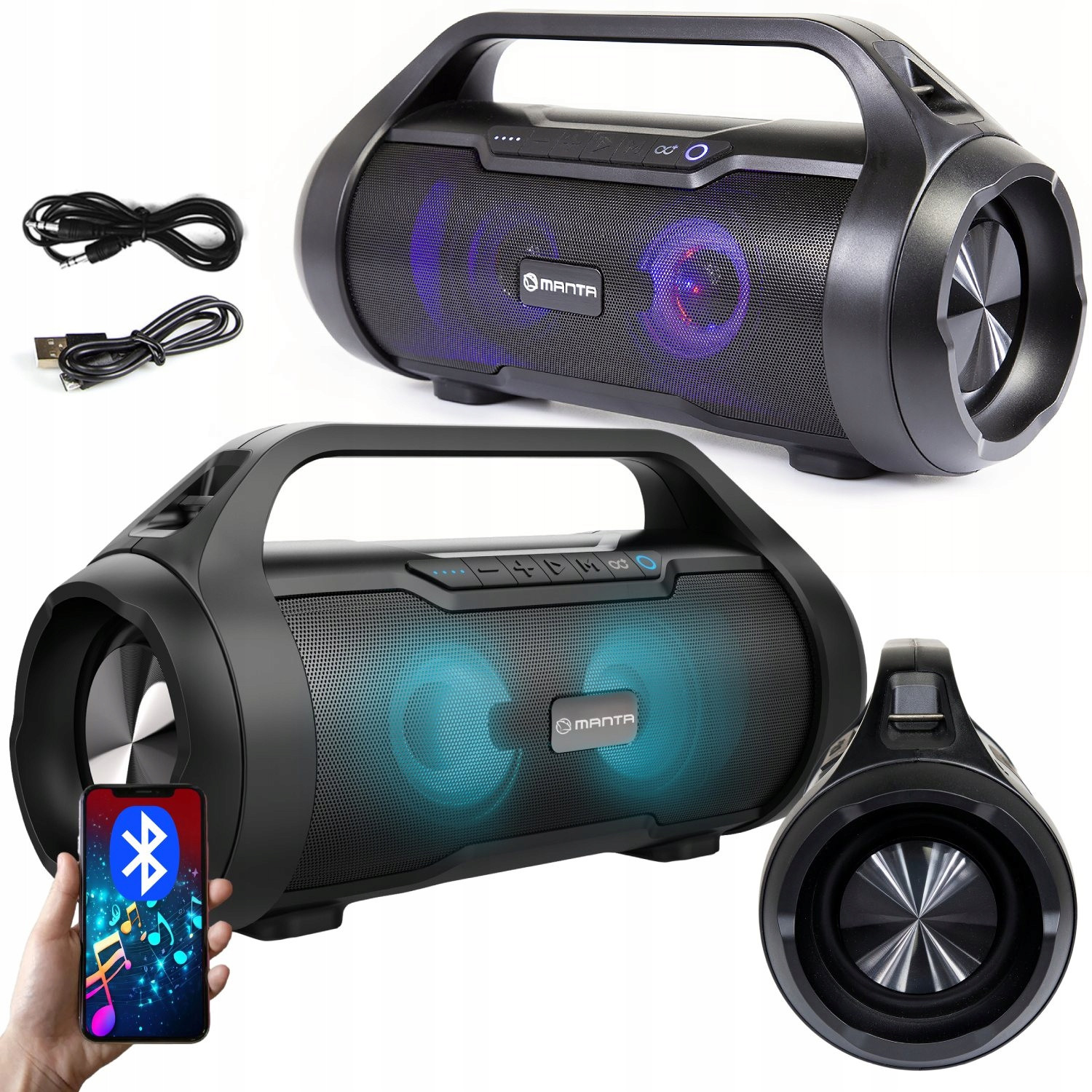 bluetooth reproduktor 30W bezdrátový boombox usb sd fm rádio IPX5 Led Bass