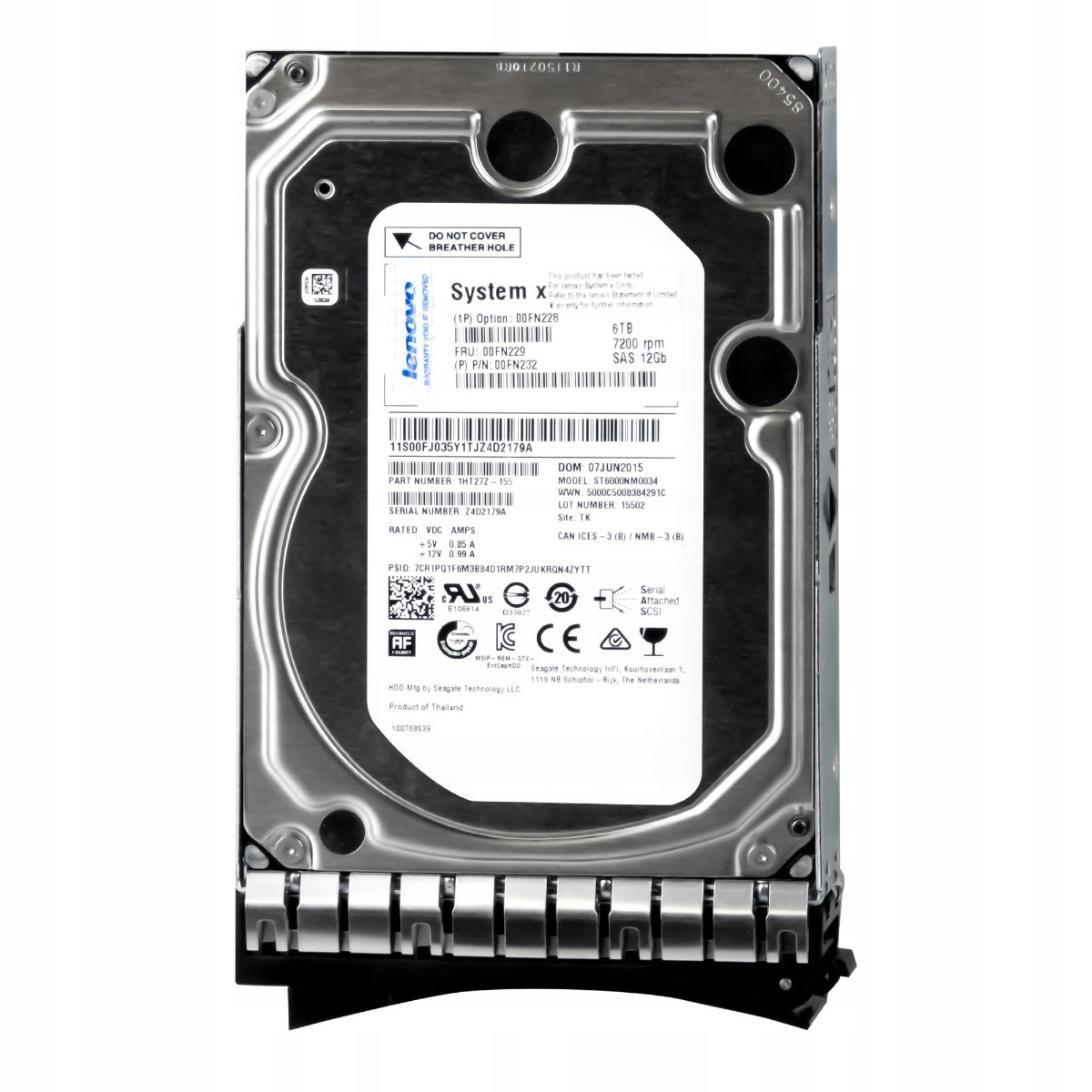 Lenovo 00FN229 00FN232 6TB 7.2K 128MB SAS-3 3.5'' ST6000NM0034
