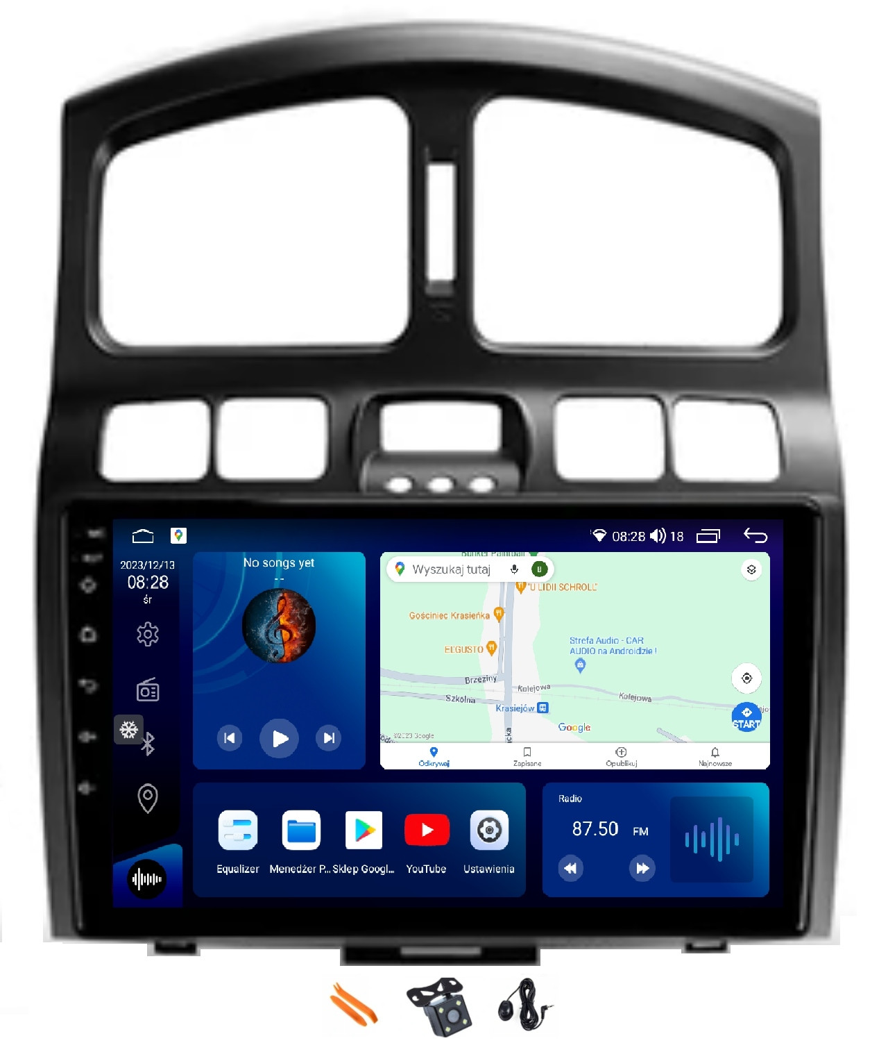 Radio Android Navigace VQ230 Qled Carplay Lte Gps Hyundai Santa Fe 05-15