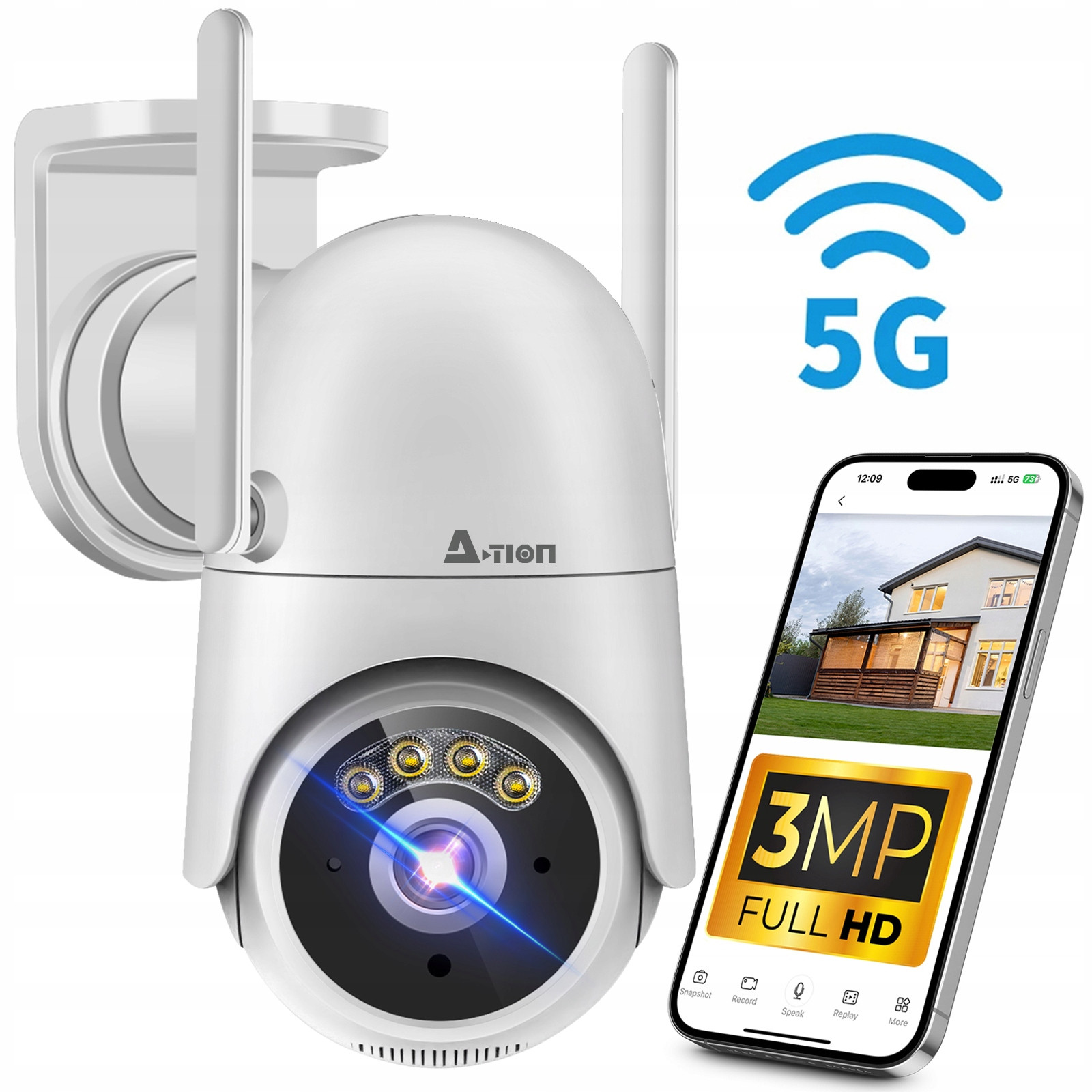 Zewnętrzna Obrotowa Kamera Ip Wifi 3MP 2K 2,4G a 5G WIFI6 A-1009