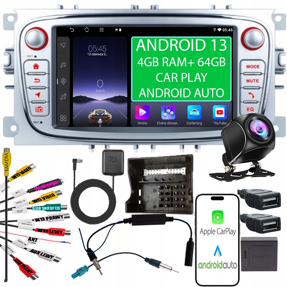 Rádio Android 4GB 64GB Ford Mondeo Galaxy Focus C-max S-max Galaxy II Kuga