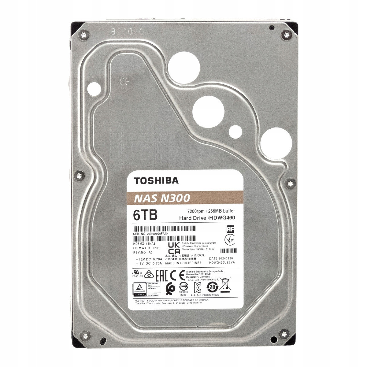 Toshiba Nas N300 6TB 7,2K 256MB Sata III 3,5'' HDEMX11ZNA51