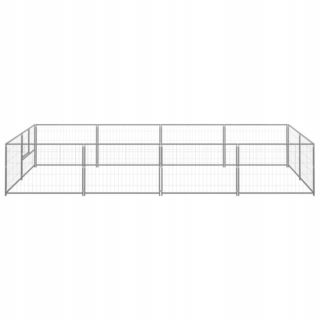 Kotec pro psa, stříbrná, 8 m², ocelová
