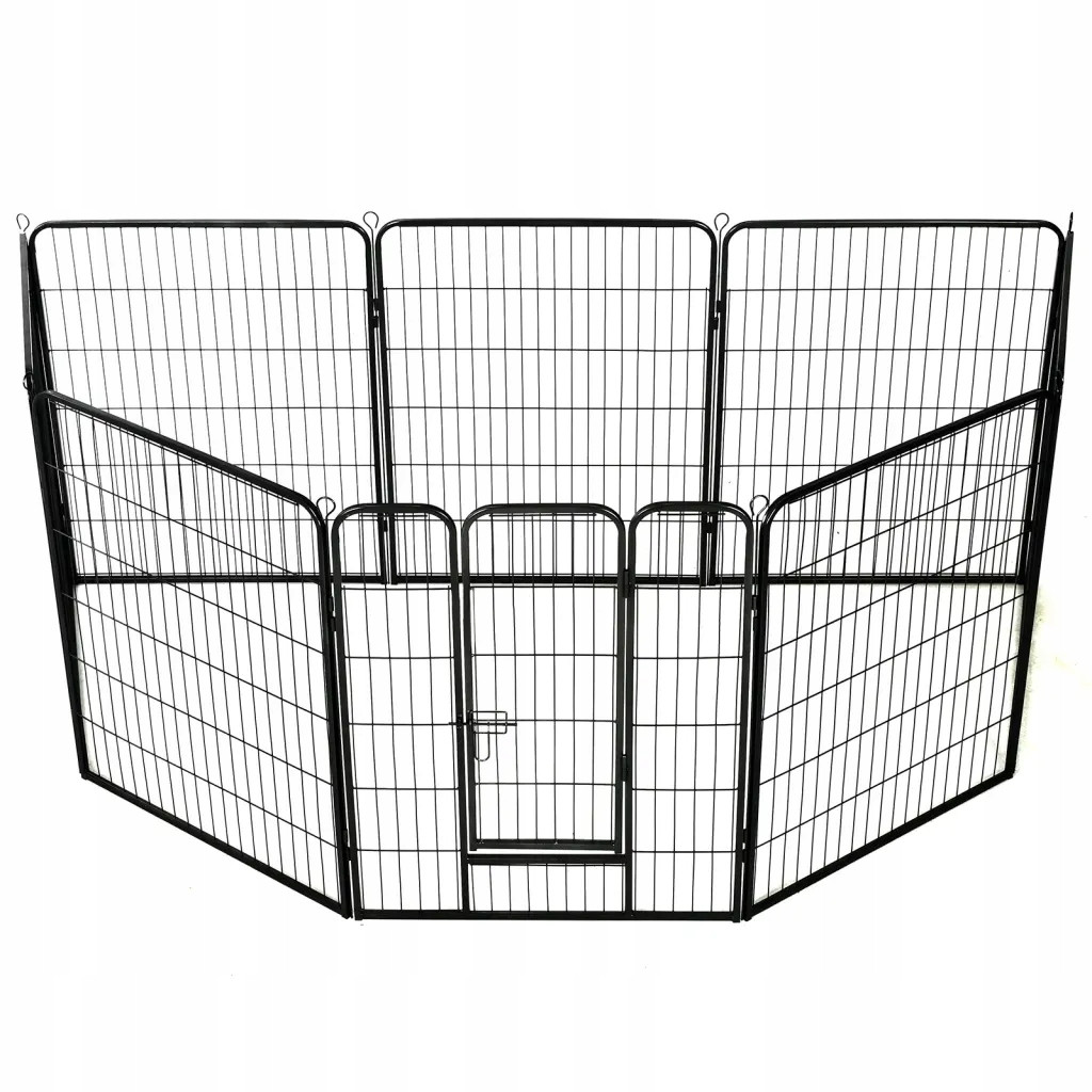Kotec pro psy, 8 panelů, ocelová, černá, 80 x 10
