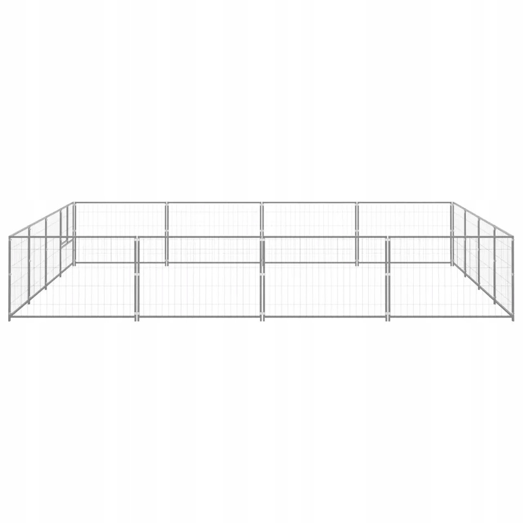 Kotec pro psa, stříbrná, 16 m², ocelová