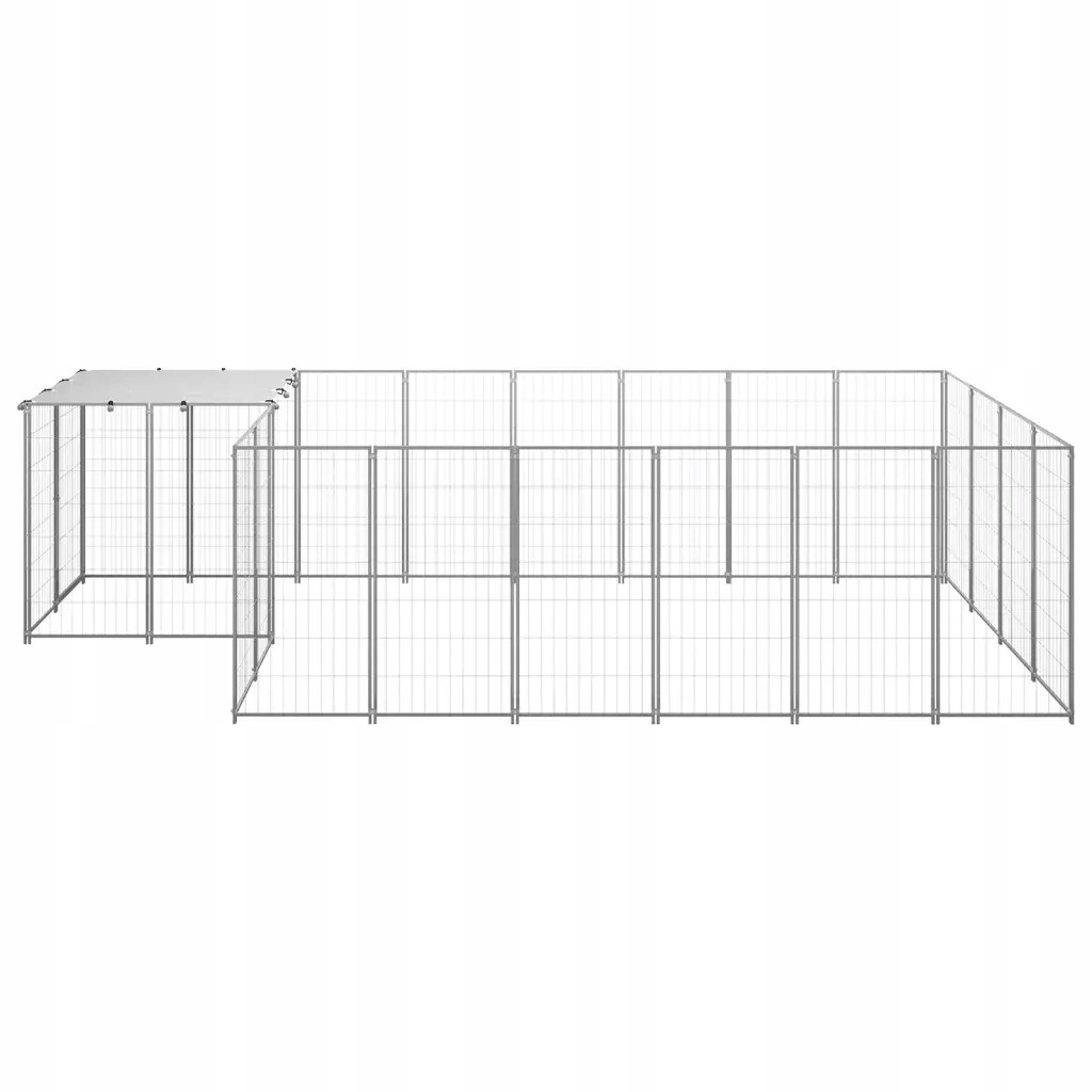 Kotec pro psa, stříbrná, 8,47 m², ocelová