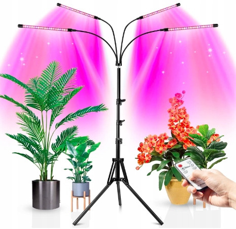 Led Lampa Pro Růst Rostlin 4 Hlavy Časovač Dálkové Ovládání Usb Led Grow 4/8/12H