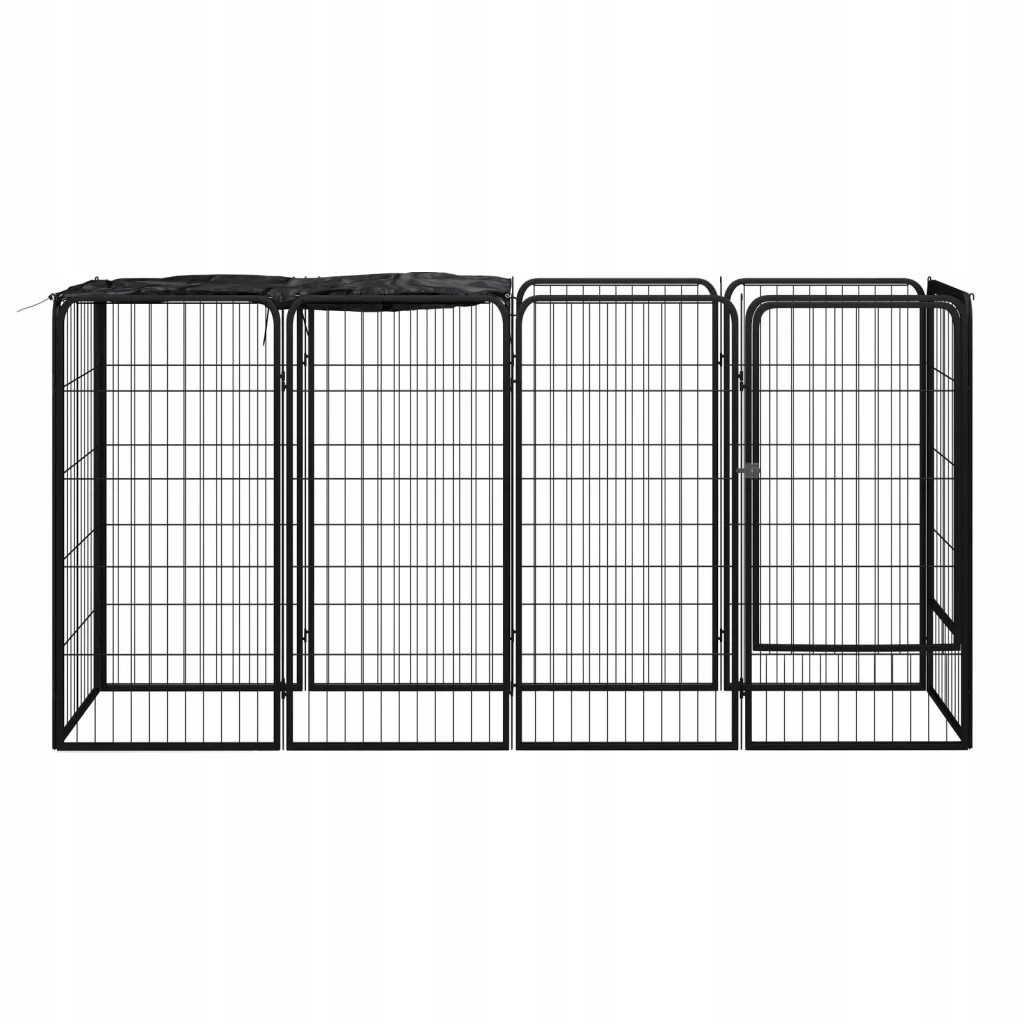 Kotec pro psa, 10 panelů, černá, 50x100 cm, ocel