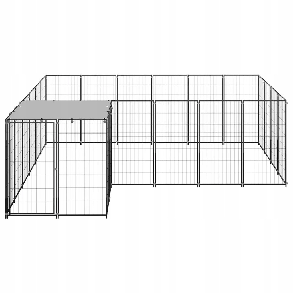 Kotec pro psa, černá, 8,47 m², ocelová