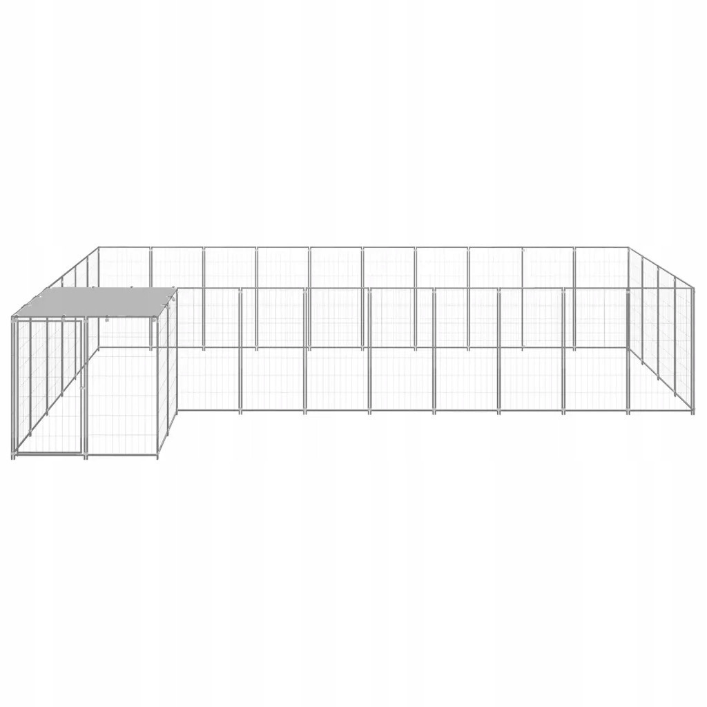 Kotec pro psa, stříbrná, 13,31 m², ocelová