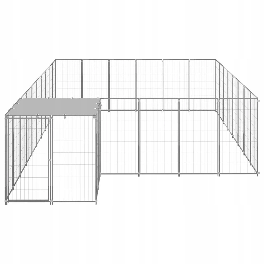 Kotec pro psa, stříbrná, 15,73 m², ocelová