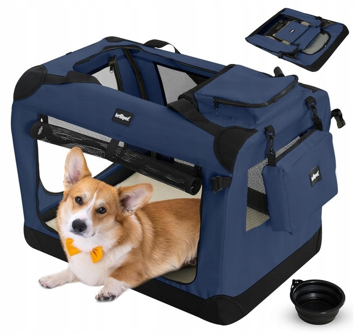 Leopet Přepravka Taška pro zvířata Miska Podložka Modrá 60 x 42 x 42 cm