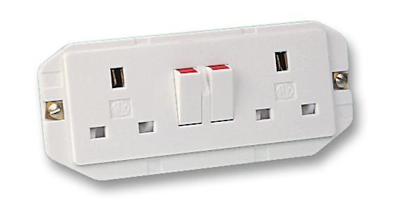 Honeywell 2532Whi Mains Socket, 2Gang Switch