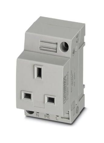 Phoenix Contact 804051 Mains Socket, 2P+E, 13A, 250V, Din Rail