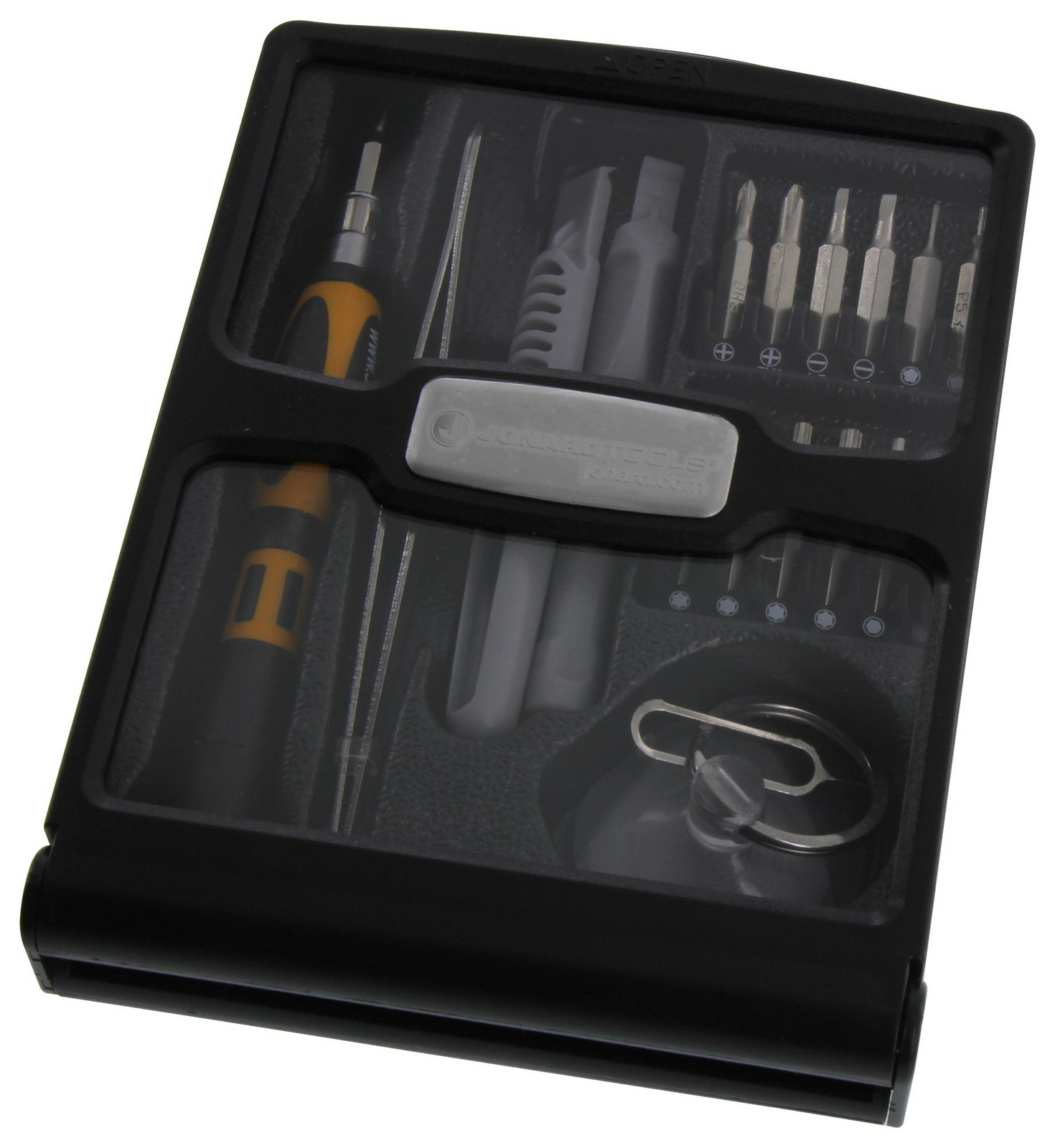 Jonard Tools Tk-19 Kit Contents:ergonomic Handle, 13 Pieces Of Size 4Mm Screwdrivers, Sim Eject Tool, Guitar Pick, Opening Tool 86W8405