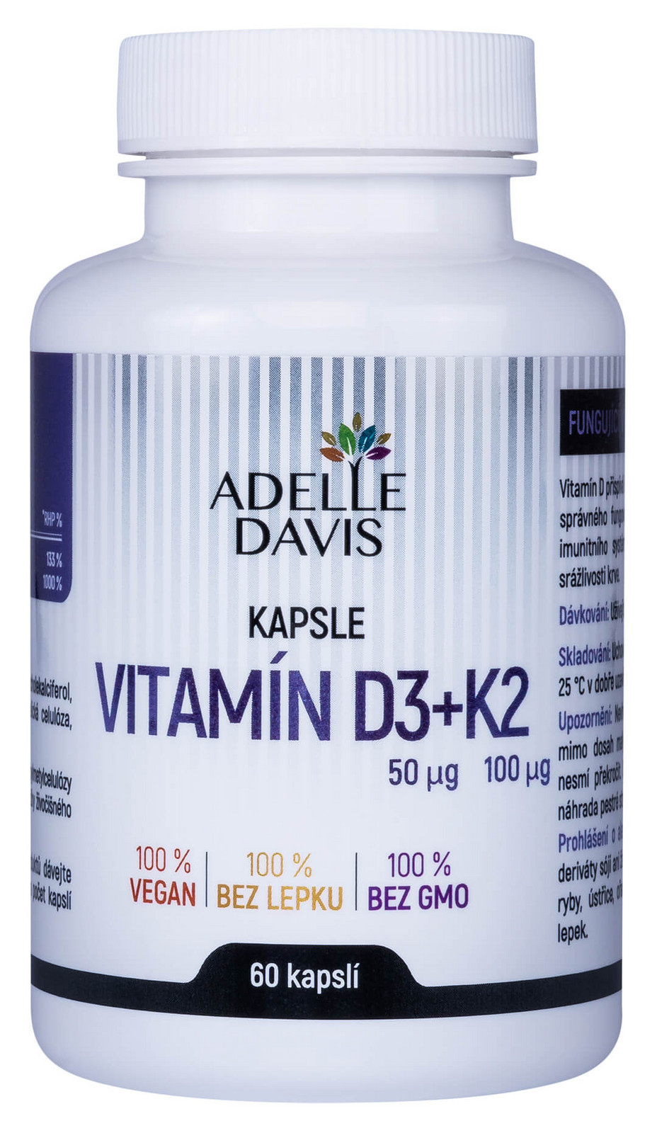 ADELLE DAVIS Vitamín D3 + K2 60 kapslí 60 ks