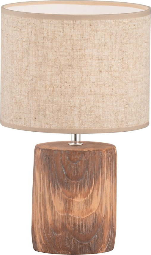 Hnědo-béžová betonová stolní lampa s textilním stínidlem (výška 35 cm) Malik – Fischer & Honsel