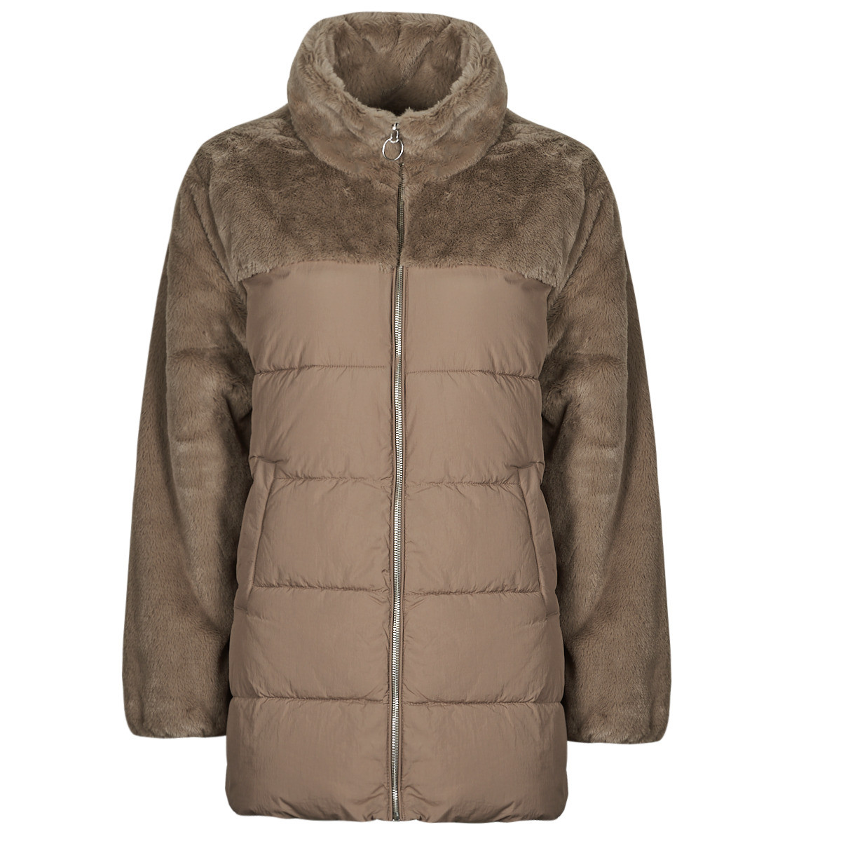 Only  ONLWANJA FUR PUFFER MIX COAT CC OTW  Hnědá