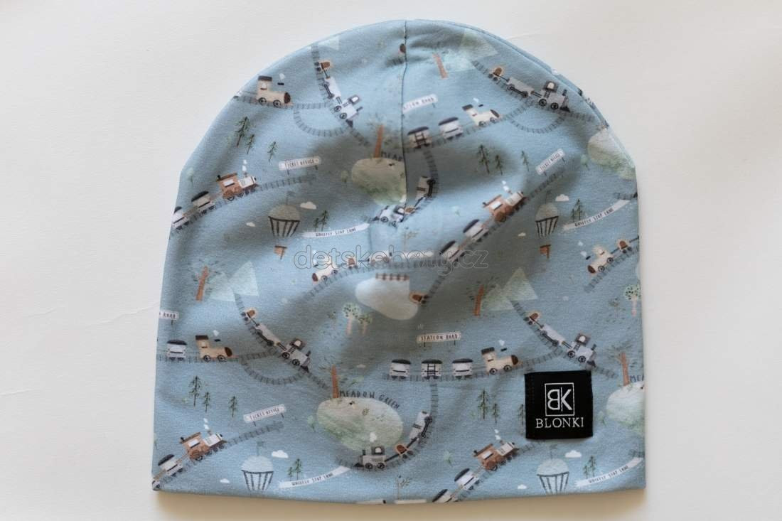Tenká čepice Blonki č.98- vlaky Velikost: 45-47