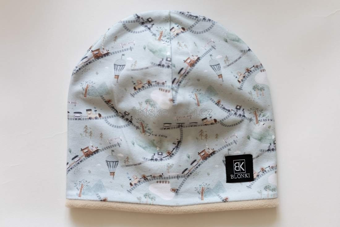 Zimní čepice Blonki č.125-vlaky tyrkys zimní Velikost: 45-47