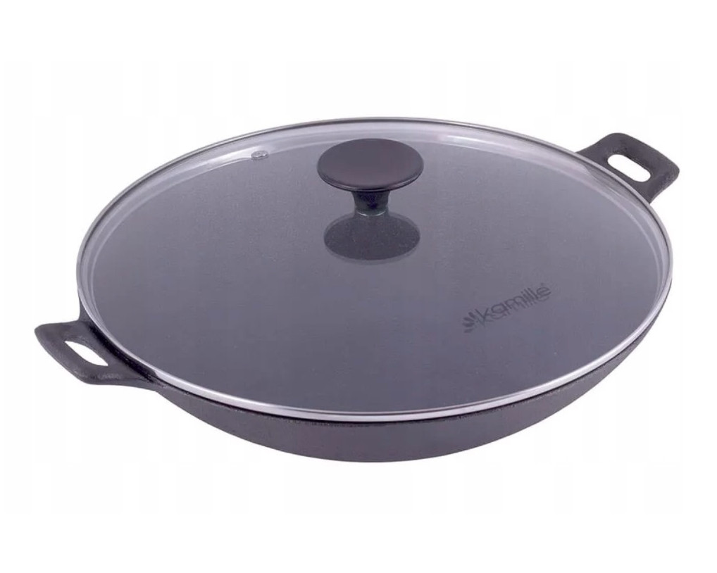 KAMILLÉ Pánev WOK litina ¤30cm s poklicí  KAMILLE