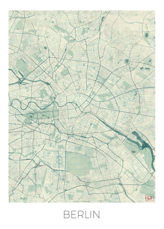 Hubert Roguski Mapa Berlin, Hubert Roguski, 30 × 40 cm