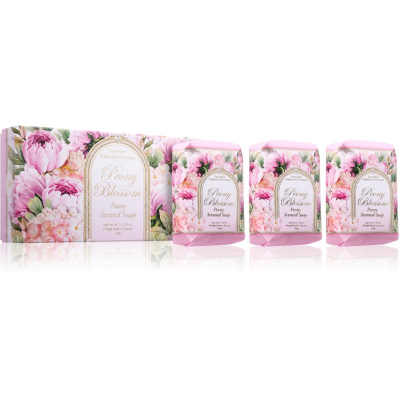 Saponificio Artigianale Fiorentino Peony Blossom Set sada tuhých mýdel 3x200 g